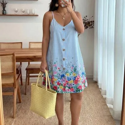 Vacation Spaghetti Strap Boho Dress by Enliva