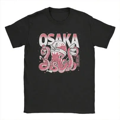 Japanese Style Osaka Dotonbori Drunken Octopus Cotton Short Sleeve T-Shirt by SHEIN