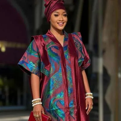 Jacquard Satin Dress with Waist Tie Detail Long Robe Flowy Maxi Dress by SHEIN