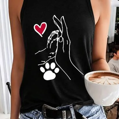 Relaxed Fit Graphic Sleeveless Crew Neck Tank by SHEIN