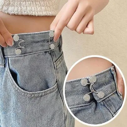 Invisible Adjustable Waist Reduction Buckle Pin Detachable No-Sew Pants Clips & Belt Accessories Metal Snap Fastener by SHEIN