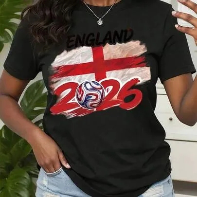 England Flag 2026 Soccer Ball World Cup 2026 T-Shirt by SHEIN