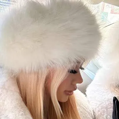 Fluffy Snowflake Ear Protector Hat by SHEIN