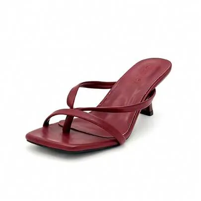 Strappy Heels Sandals, Square Toe Heels, Kitten Heel Mules, Dress Shoes, Minimalist Style by Geeyea