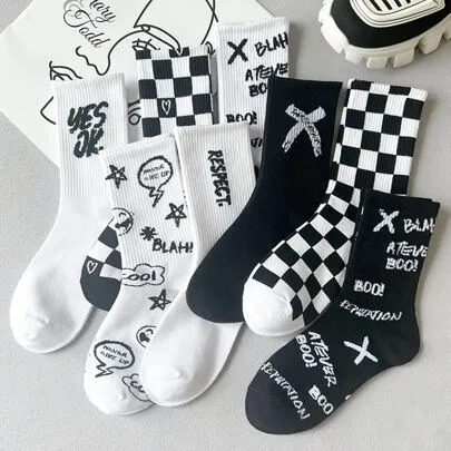8 Pairs Mid-Calf & Knee-High Socks Set by SHEIN