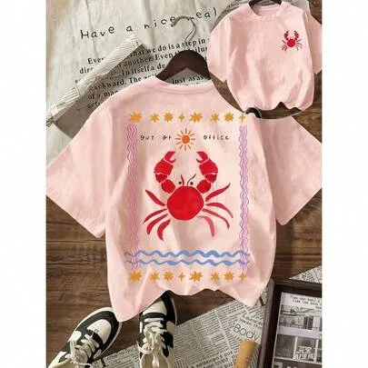 Out of Office Crab Graphic T-Shirt by SHEIN
