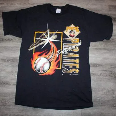 Vintage 90s Pittsburgh Pirates Baseball 1992 Logo Oversized Retro T-Shirt by SHEIN