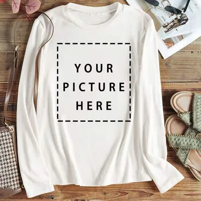 Customized Photo Long Sleeve Top Personalized Print Text Photo Casual Streetwear Fashion Top by SHEIN