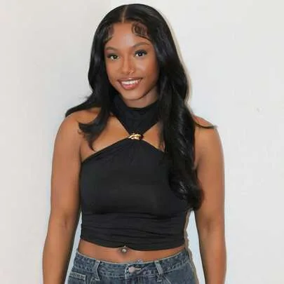 Metal Decor Stand Collar Casual Top by Steph T