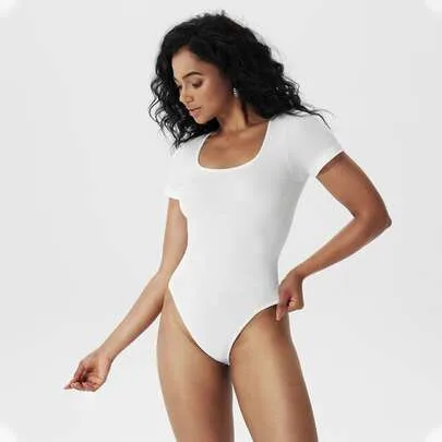 Solid Color Shapewear Bodysuit Tummy Control Slimming Jumpsuit by SHEIN