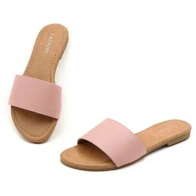 Slide Sandals Fashion Open Toe with Cushioned Footbed Slippers HONEY-1 by SHEIN
