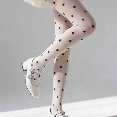Polka Dot Sheer Pantyhose, Comfortable Thin Stockings, Minimalist Style by Ã lanzette