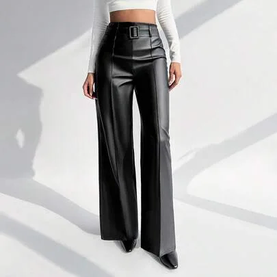 PU Leather Straight Tights by Firerie