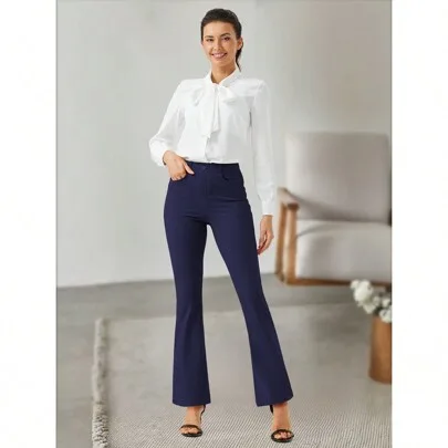 30" Yoga Dress Pants Bootcut Work Slacks Stretch with Belt Loops 4 Pockets by SHEIN