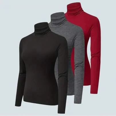 3pcs Solid High Neck Tee by Airaco