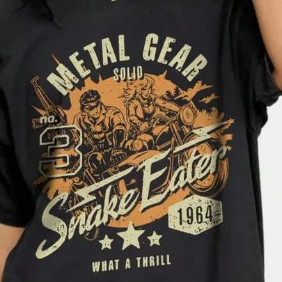 Metal Gear Solid Snakes Funny Retro Crewneck T-Shirt by SHEIN