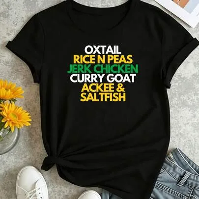 Jamaican Food Pride Oxtail Rice Short Sleeve T-Shirt by SHEIN