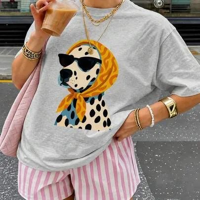 Hand-Painted Style Dalmatian Print Headscarf by SHEIN