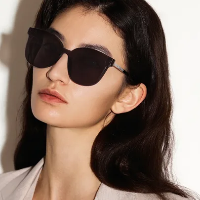 Geometric Frame Rhinestone Rimless Decorative Sunglasses by NobleVue
