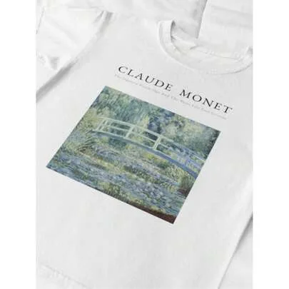 Japanese Footbridge by Claude Monet T-Shirt - Art - Impressionism, Modern Art - 100% Cotton by SHEIN