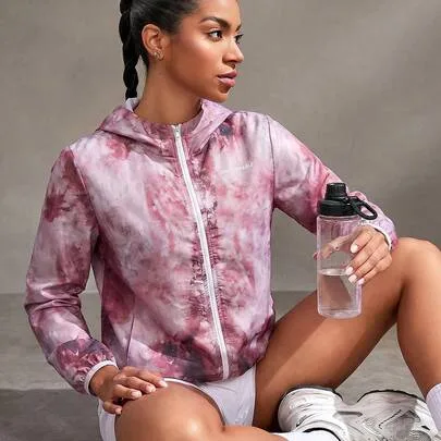 Tie-Dye Print Hooded Sports Jacket by POWERISTA