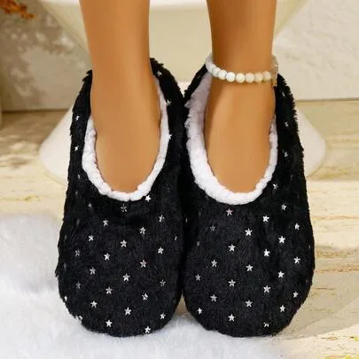 Plush Foil Print House Slippers by RALSWNAY