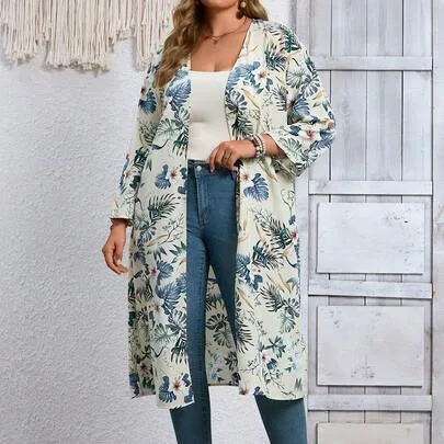 Floral Print Casual Printed Coat by EMERY ROSE