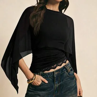 Lace Patchwork Elegant Versatile Top by PoÃ©selle
