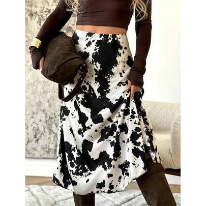 Animal Print Cow Pattern Skirt by SHEIN