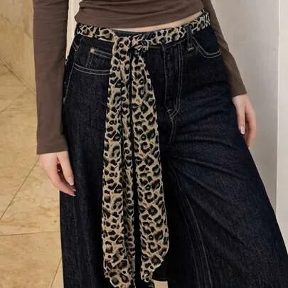 Leopard Print Satin Scarf Belt, Multi-Purpose Neck Scarf by SHEIN