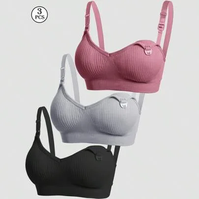 3pcs Nursing Bras Front Button Closure Comfortable Maternity Bras by Hart & Haze