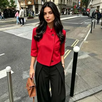 Short Sleeve Cropped Blazer Jacket by SHEIN