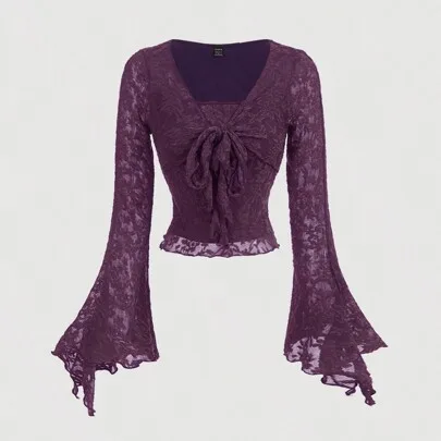 Front Tie Hollowed Pirate Top Princess Costume by SHEIN