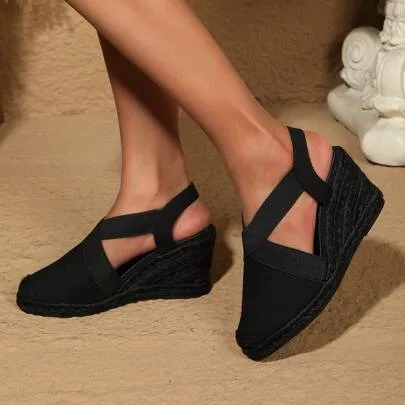 Criss-Cross Strap Espadrille Platform Sandals by SHEIN