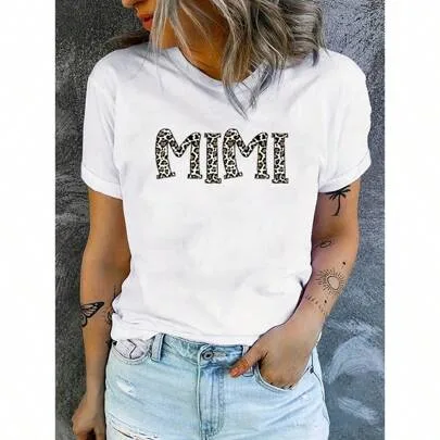 MIMI Long Sleeve Round Neck Medium Stretch Tee with Christmas Slogan Print