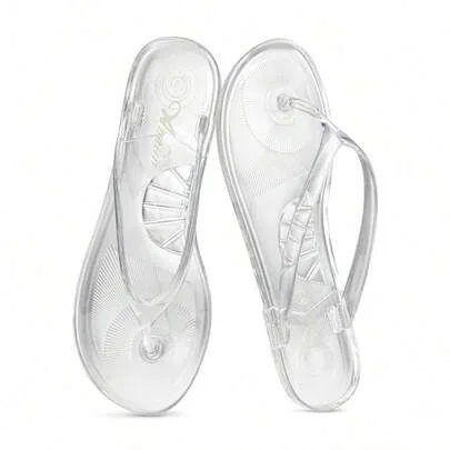 Jelly Slides Thong Sandals Lightweight Anti-Slip Beach Pool Flip Flops by SHEIN