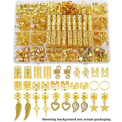 220pcs Alloy Sun Theme Mixed Hair Rings Star Leaf Heart Shapes Hair Accessories for Braids and Dreadlocks by SHEIN