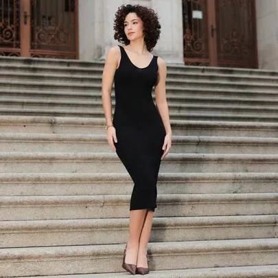 Sweater Dress Spaghetti Strap Backless Bodycon Midi Dress by Xuxu's by Gio