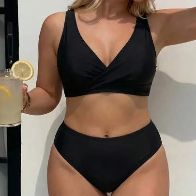 V-Neck Criss-Cross Adjustable Strap Swimwear Top by Swim Lushoire