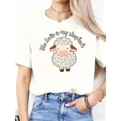 Beach Postcard Print Crew Neck Lightweight Knit T-Shirt by SHEIN