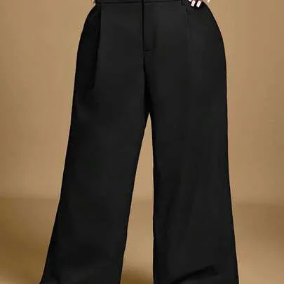 Solid Color Pocket Casual Suit Pants by Hourglow
