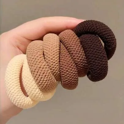 Thickened High Elasticity Rubber Band Hair Ties, Towel Ring Hair Ties for High Ponytails by SHEIN
