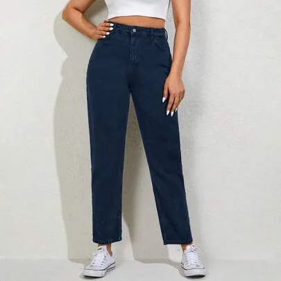 Button Front Pocket Casual Pants by EURMUSE