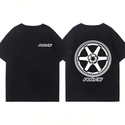 Japanese Car Modified Rim TE37 Wheel Hub JDM Short Sleeve T-Shirt by SHEIN