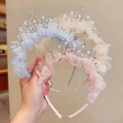 Bow Crown Pearl Headband by SHEIN
