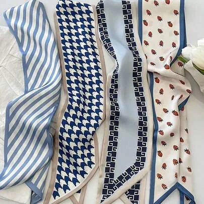 4pcs Silk Headbands - 4 Styles Headscarves by SHEIN