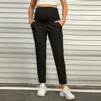 Maternity Wide Waistband Slant Pocket Pants by SHEIN