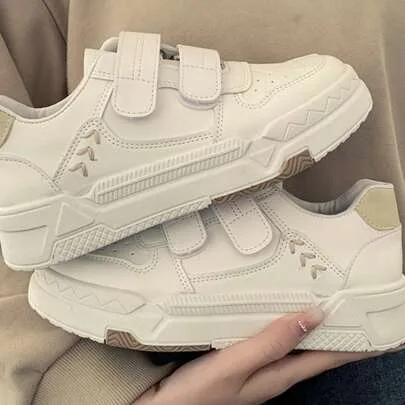 Sporty Skate Shoes, Stitch Detail Hook-And-Loop Fastener Sneakers by SHEIN