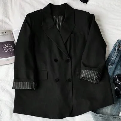 Fashionable Double-Breasted Blazer Jacket by SHEIN