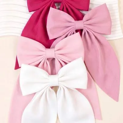 Long Tail Hair Bows Clips, Big Soft Fabric Bow Alligator Clips, Hair Barrettes by SHEIN